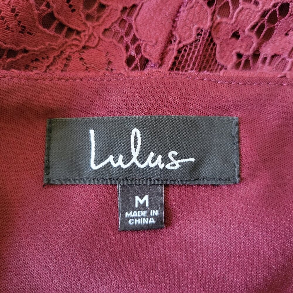 Lulu’s Classic/Elegant Mini Bodycon Dress, M, Lined, Sleeveless, Lace, Burgundy - Picture 4 of 8